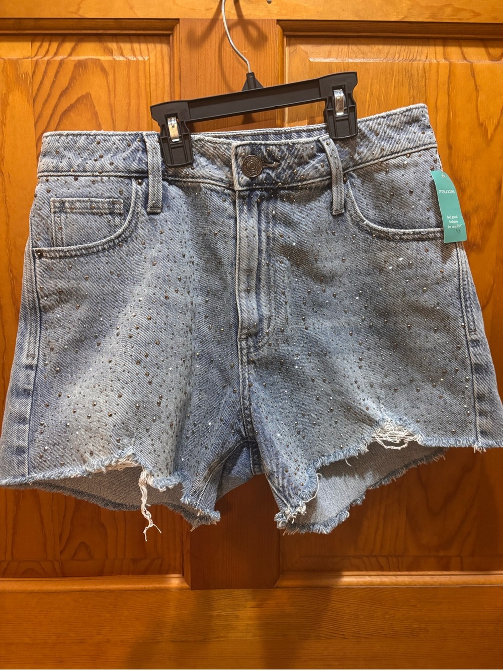 Maurice’s Light Blue Denim Cutoff Shorts with Sparkly Stud Detail